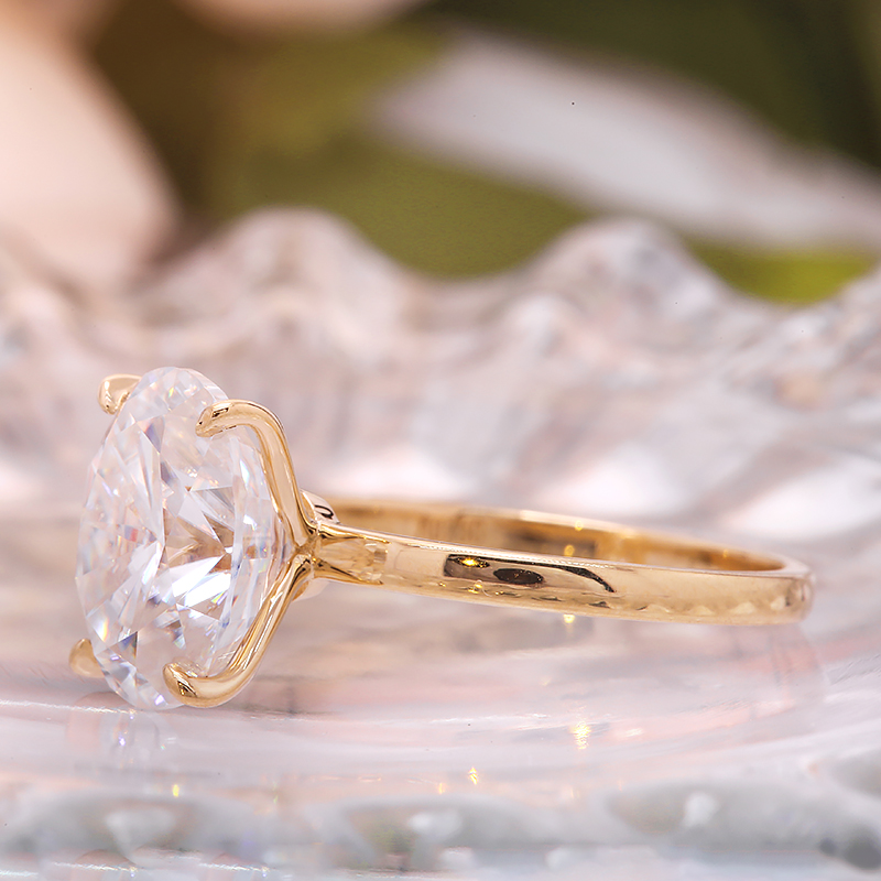 3.0 carat 8X10 mm DE Color VVS1 Oval Cut Moissanite Engagement Ring 14K Real Yellow Gold Test Positive Certificated · v2